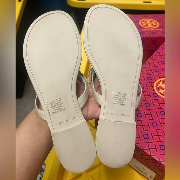 Tory Burch New Cream Pave Crystal Leather Miller Size 9 - Picture 4 of 10